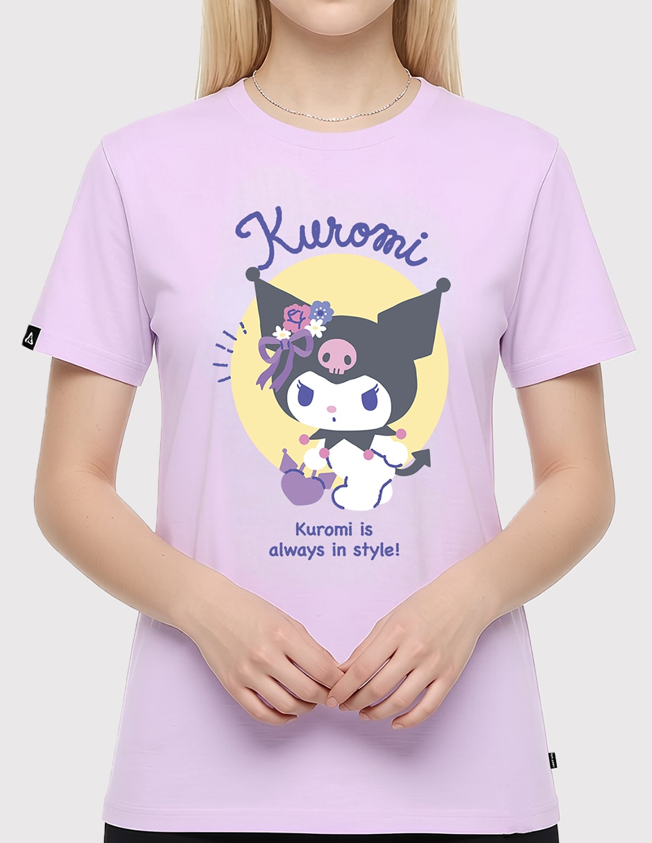 Playera manga corta Kuromi cuello redondo para mujer 2